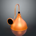Modern Copper Funnel Shaped Lamp With Curved Metallic Rod And Circular Base