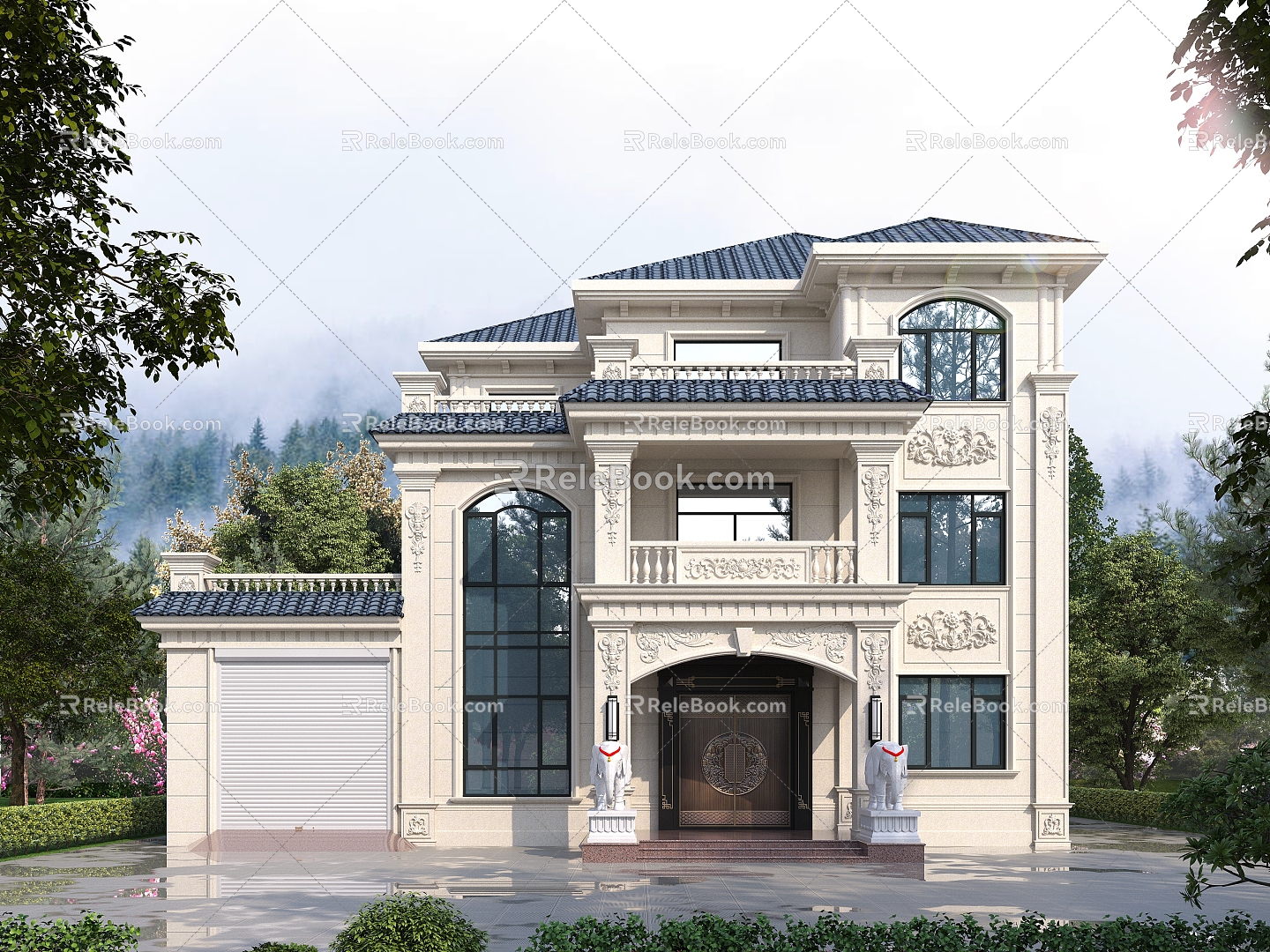 European villa architecture 3d model