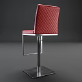 Stylish Red Quilted Leather Bar Stool Featuring Metal Frame And Comfortable Design 3d model