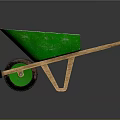 Green Wheelbarrow With Wooden Handles Frame And Rubber Wheel For Construction Garden Use