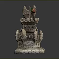 Cartoon Scene Featuring Medieval Castle With Stone Towers Battlements And Sturdy Base