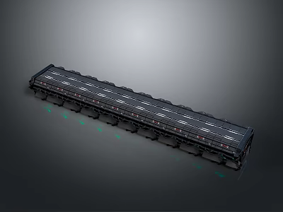 Futuristic Sci Fi Structure With Glowing Green Lights And Advanced Tech Design 3d model