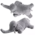 Gray Elephant Plush Toys Soft Stuffed Animals In Lying Position For Kids