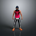 Man in Black Headscarf Pink Vest Skeleton Pattern Pants and Orange Shoes Standing