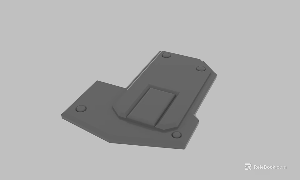 Gray Industrial Mechanical Component 3D Model With Screw Holes And Flat Surface 3d model 