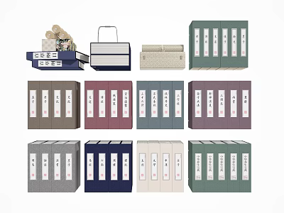 Books Magazines With Colorful Folders And Organized Storage Boxes In Various Colors 3d model