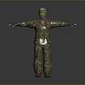 Game and Movie Character in Camouflage Uniform With Helmet and Goggles Standing
