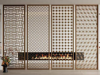 Modern screen hollow metal screen partition 3d model