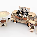 Nescafe Coffee Food Truck With Outdoor Seating And Beverage Display Setup