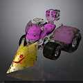 Pink Toy Tractor With Yellow Shovel Black Wheels And Red Pattern Design
