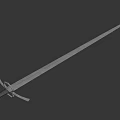 Classic Medieval Sword Featuring Crossguard Black Hilt and Sharp Metallic Blade 3d model