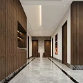 Hotel Lobby Interior With Modern Lighting Shelves Of Beverages Wines And Tables Chairs