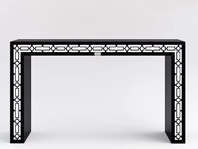 Modern Black Console Table With White Geometric Pattern And Sleek Design 3d model