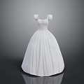 Elegant White Princess Dress With Puffed Sleeves Fitted Waist And Fluffy Skirt