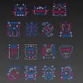 Neon Decorative Lights with Rock Themed Patterns Including Lightning Hand Signs And Wings