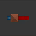 Playground Equipment with Red Roof Wooden Structure Blue Railings and Red Slide