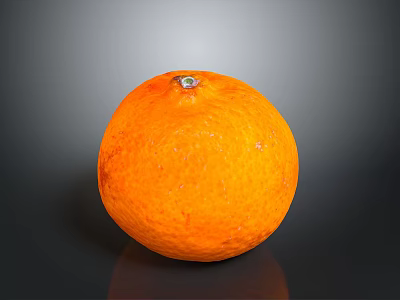 Fresh Ripe Orange With Vibrant Orange Color And Smooth Skin Placed On Dark Reflective Background 3d model