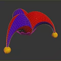 Vibrant Red Purple Jester Hat With Golden Bells Classic Design Accessory