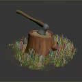 Tomahawk Round Wood Axe Wood Axe Handle Axe Mountain Axe Chopping Wood Axe Chopping Wood Axe Magic Axe 3d model