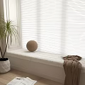 modern bay window cushion venetian blinds 3d model