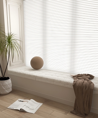 modern bay window cushion venetian blinds 3d model