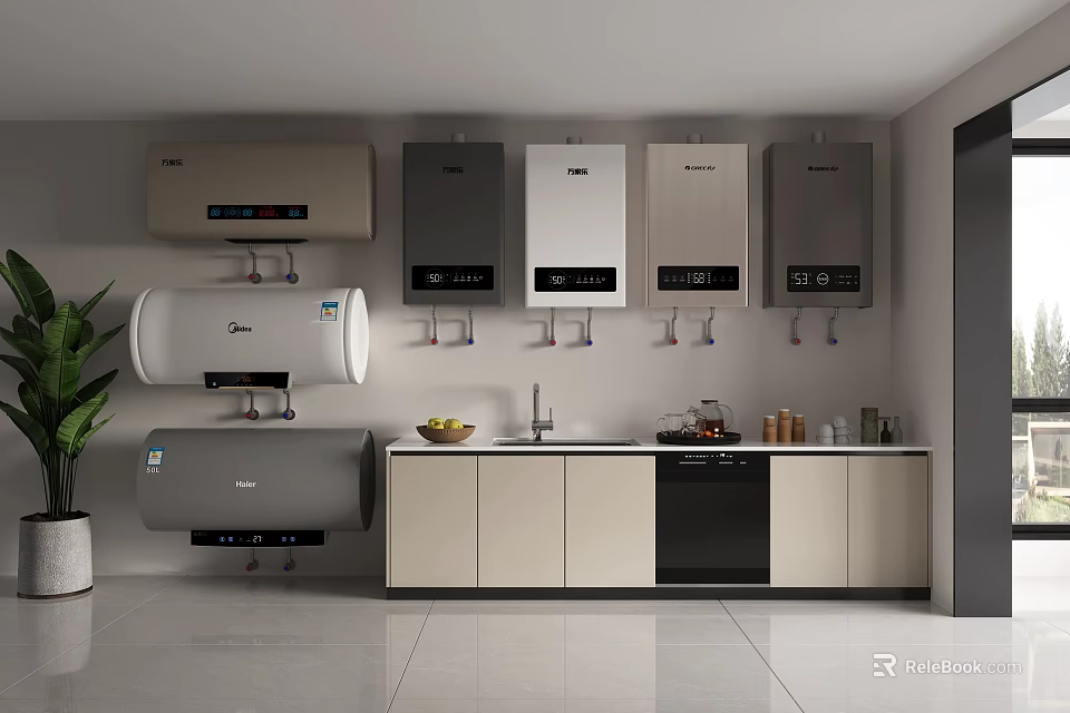 Kitchen With Various Daily Electrical Appliances On Wall 3d model