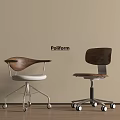 Poliform Modern Wooden Chairs With Metal Frame And Rolling Wheels Design