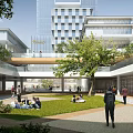 Modern Sustainable Industrial Park With Green Roof High Rise Buildings And Urban Design