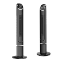 Two Modern Black Tower Heaters With Slim Design Decorative Stripes And Stable Base 3d model