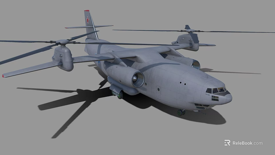 Military Transport Helicopter with Twin Rotors Gray Fuselage 3D Model Detailed Exterior Design 3d model 