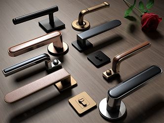 Modern door handle leather door handle 3d model