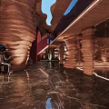 SPA Sauna Modern Interior With Sandstone Walls Soft Lighting And Marble Flooring Reflections