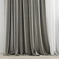 Gray and White Double Layer Curtains With Flowy Fabric For Modern Minimalist Interior Home Decor