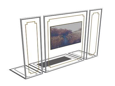 Modern TV Background Wall Design With Decorative Frames TV And Platform 3d model