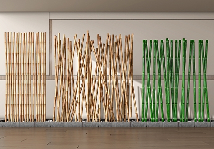 Bamboo Dried Bamboo Pole Green Bamboo Pole 3d model