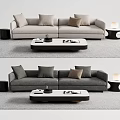 Light Gray And Dark Gray Two-Seater Sofa With Throw Pillows Coffee Table And Side Table 3d model