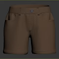 Brown Casual Shorts With Belt Round Button And Side Pockets Design 3d model