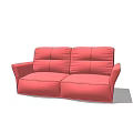 Modern Red Two Seater Sofa with Sleek Design and Comfortable Soft Cushions 3d model