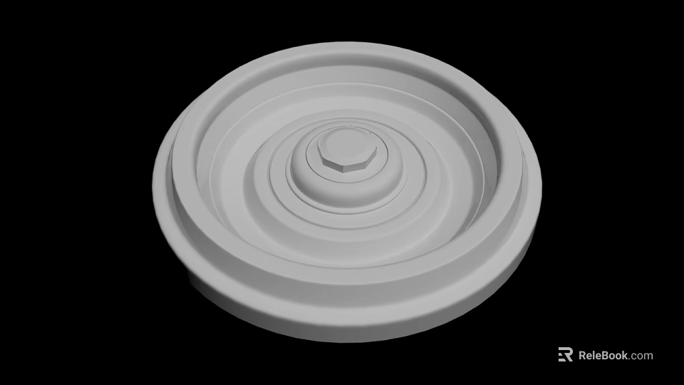 White Decorative Disc With Multiple Concentric Circular Layers And Smooth Surface 3d model