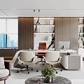 New Chinese Office Chairman Office Manager Office Desk and Chair Combination Office Computer Combination Reception Sofa Leather Sofa Boss Table 3d model