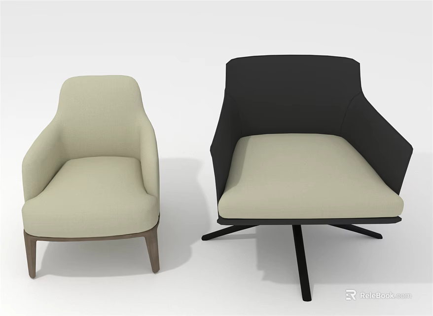 Beige And Black Single Sofa Accent Chair With Modern Stylish Design 3d model 