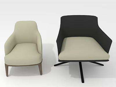 Beige And Black Single Sofa Accent Chair With Modern Stylish Design 3d model