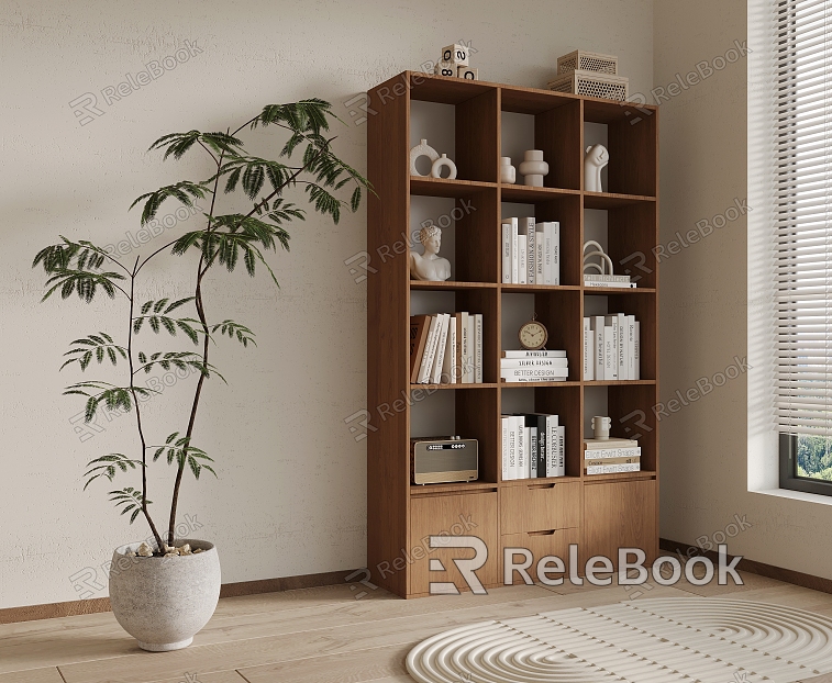 Nordic style bookcase bookshelf model