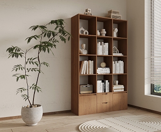 Nordic style bookcase bookshelf 3d model