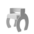 Modern Single Seater Sofa With Wooden Frame White Cushion And Circular Design