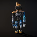 Robot Character Design With Blue Orange Mechanical Body And Camera Head 3d model
