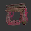 Ancient Stone Structure With Moss Covered Blocks And Hanging Vines 3d model