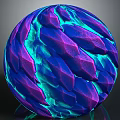 Vibrant Sphere With Crystal Texture And Purple Blue Green Geometric Patterns 3d model