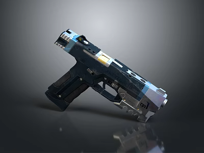 Modern Sci Fi Handgun Weapon With Metallic Surface And Futuristic Details 3d model