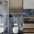 Modern Luxury Bathroom Interior With Marble Finishes Freestanding Tub And Bright Large View Window